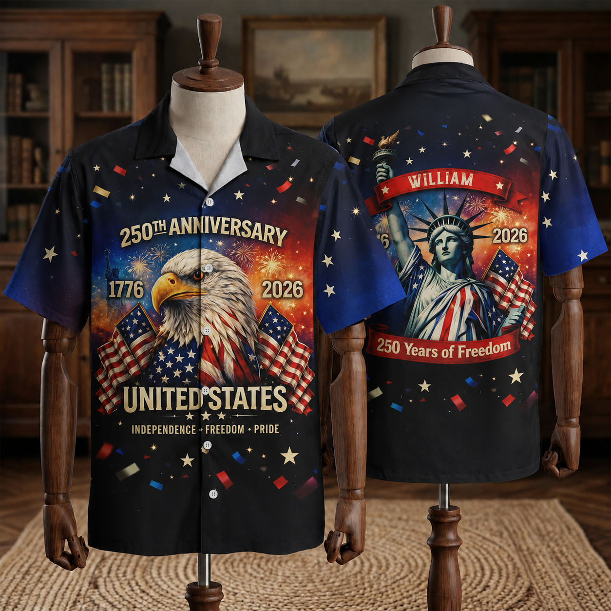 Personalized Happy 250th Anniversary United States - 250 Years of Freedom Hawaiian Shirt