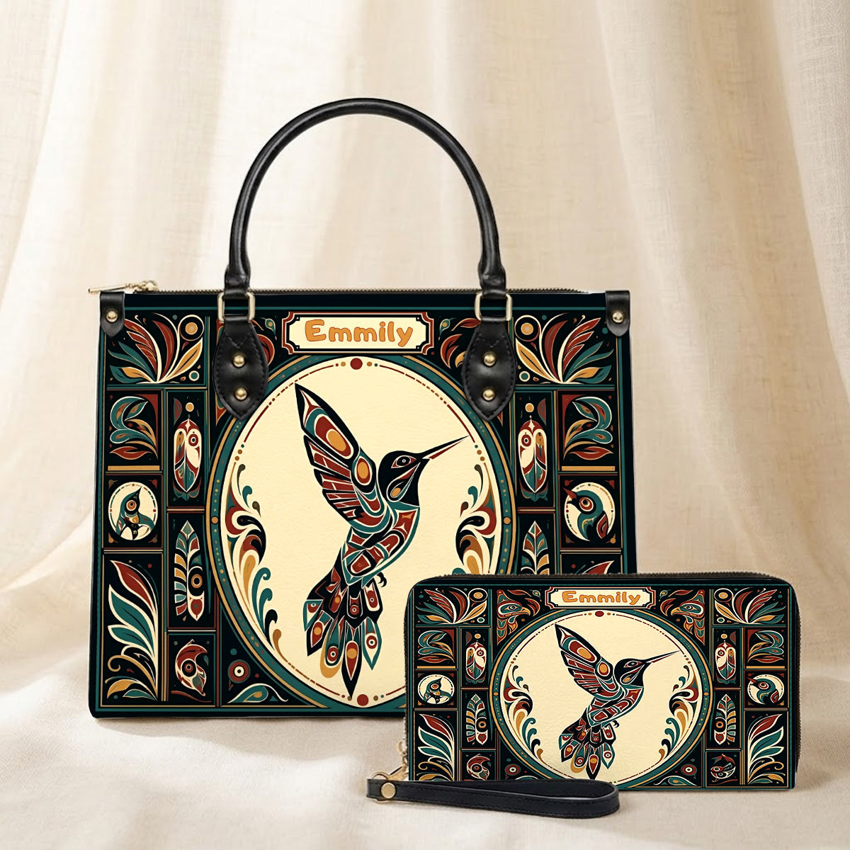 Hummingbird Eternal Grace Personalized Leather Bag