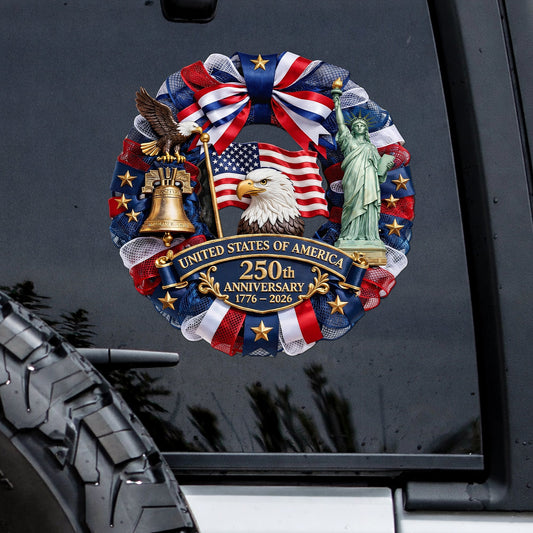 USA Flag Eagle Liberty Bell 250th Anniversary Decal 1776-2026 Patriotic Sticker