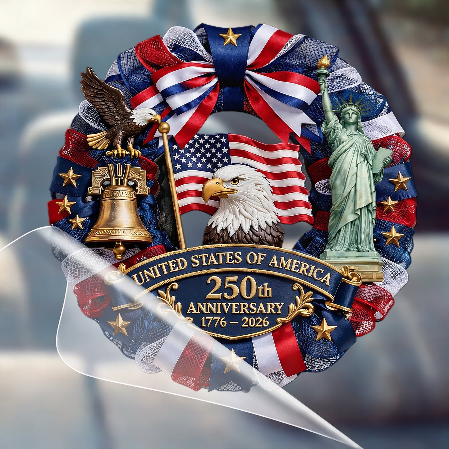 USA Flag Eagle Liberty Bell 250th Anniversary Decal 1776-2026 Patriotic Sticker