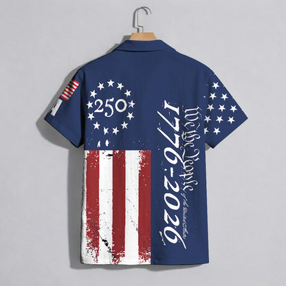 America 250th Anniversary Toile De Jouy Style Patriotic Hawaiian Shirt