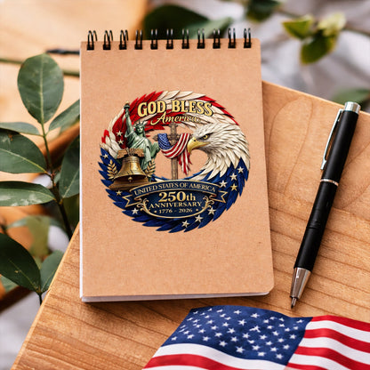 God Bless America 250th Anniversary Decal, Christian Eagle Patriotic Window Sticker