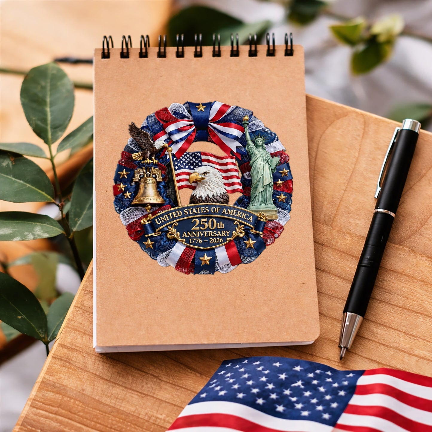 USA Flag Eagle Liberty Bell 250th Anniversary Decal 1776-2026 Patriotic Sticker