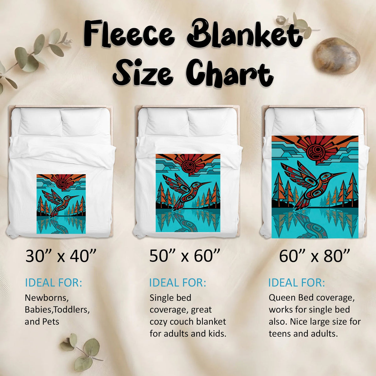 Turquoise Hummingbird Horizon Personalized Premium Blanket