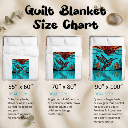 Turquoise Hummingbird Horizon Personalized Premium Blanket