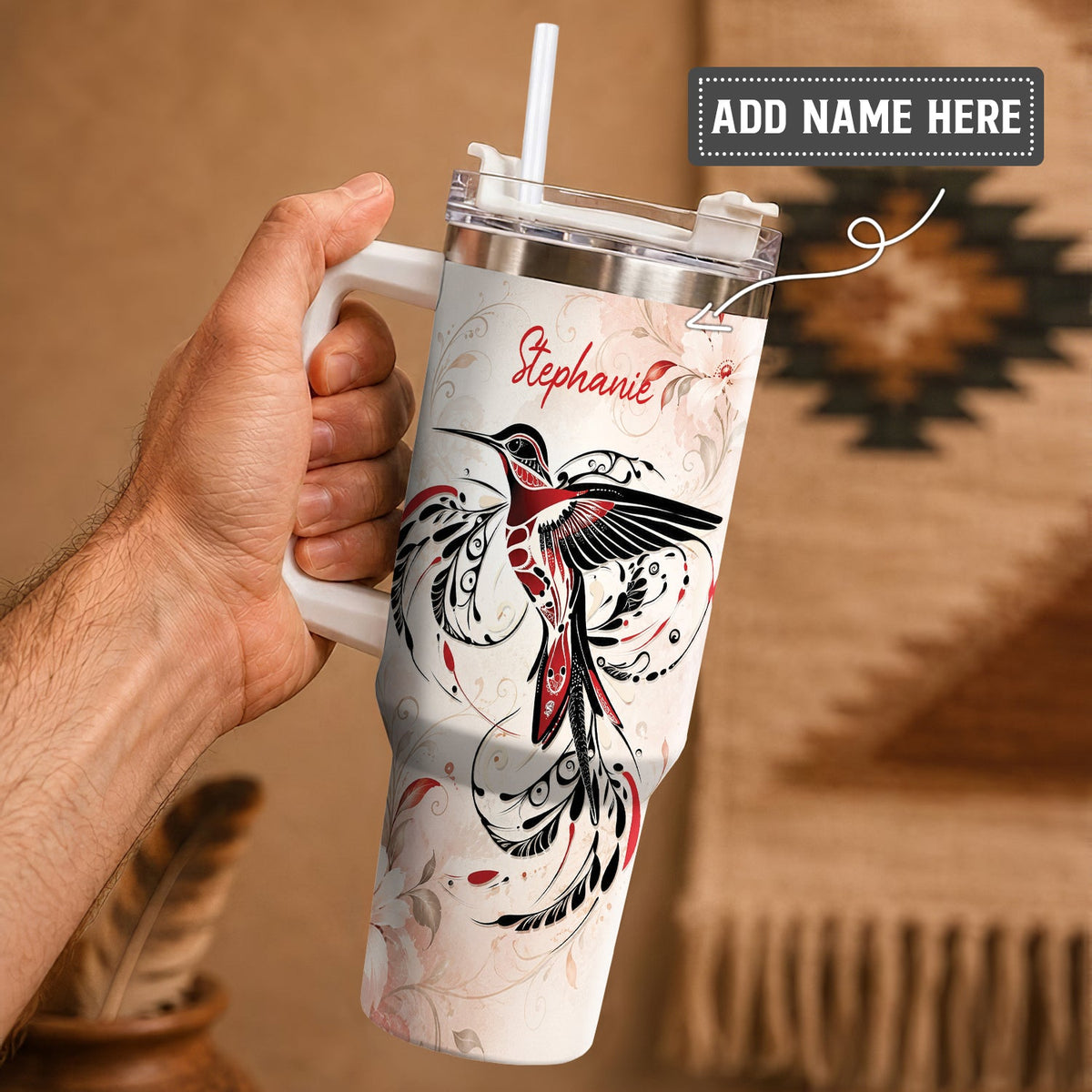 Ruby Hummingbird Elegance Personalized Tumbler