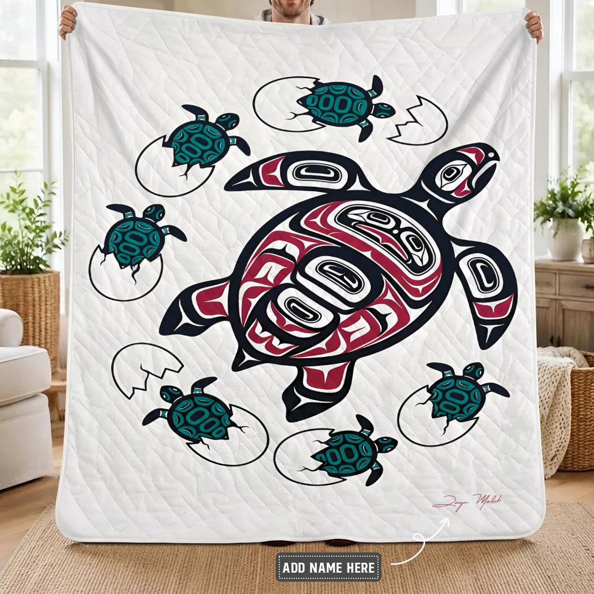 Ocean Turtle Heritage Personalized Premium Blanket