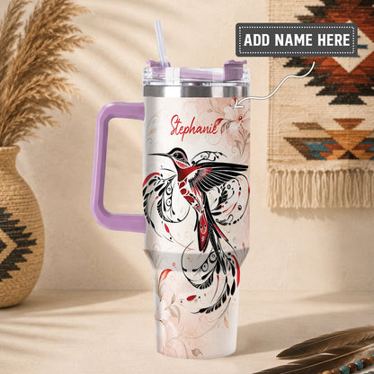 Ruby Hummingbird Elegance Personalized Tumbler