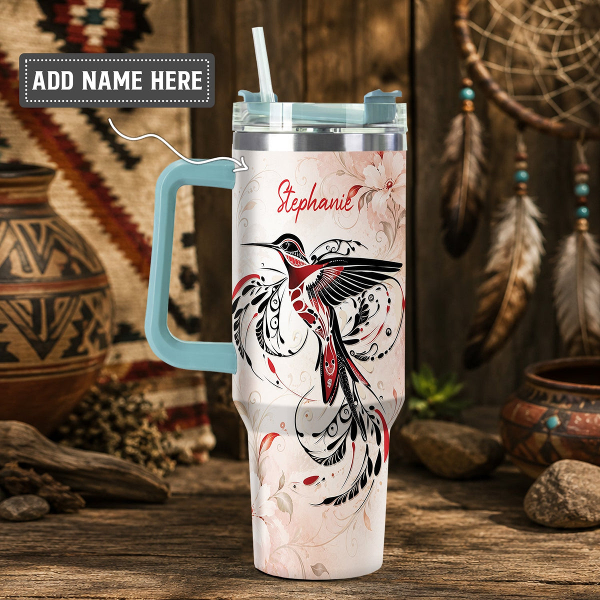 Ruby Hummingbird Elegance Personalized Tumbler