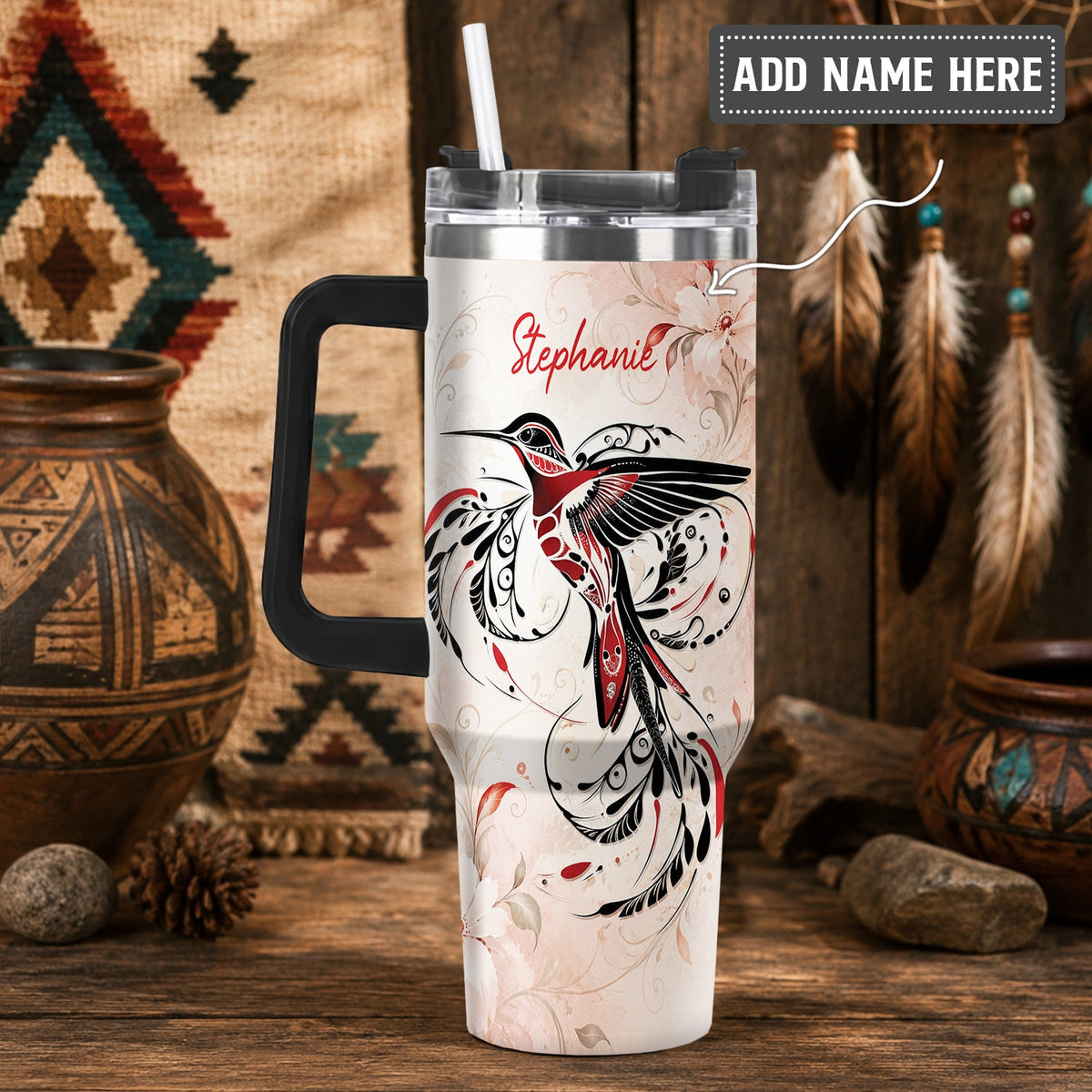 Ruby Hummingbird Elegance Personalized Tumbler