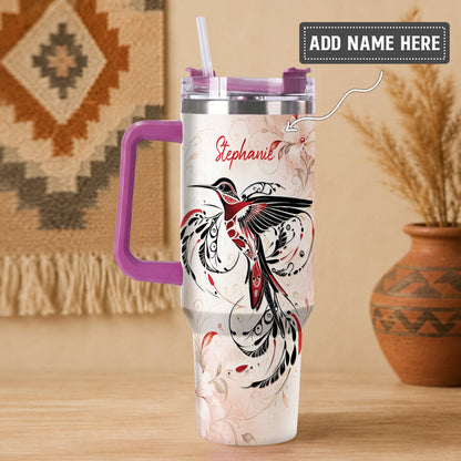 Ruby Hummingbird Elegance Personalized Tumbler