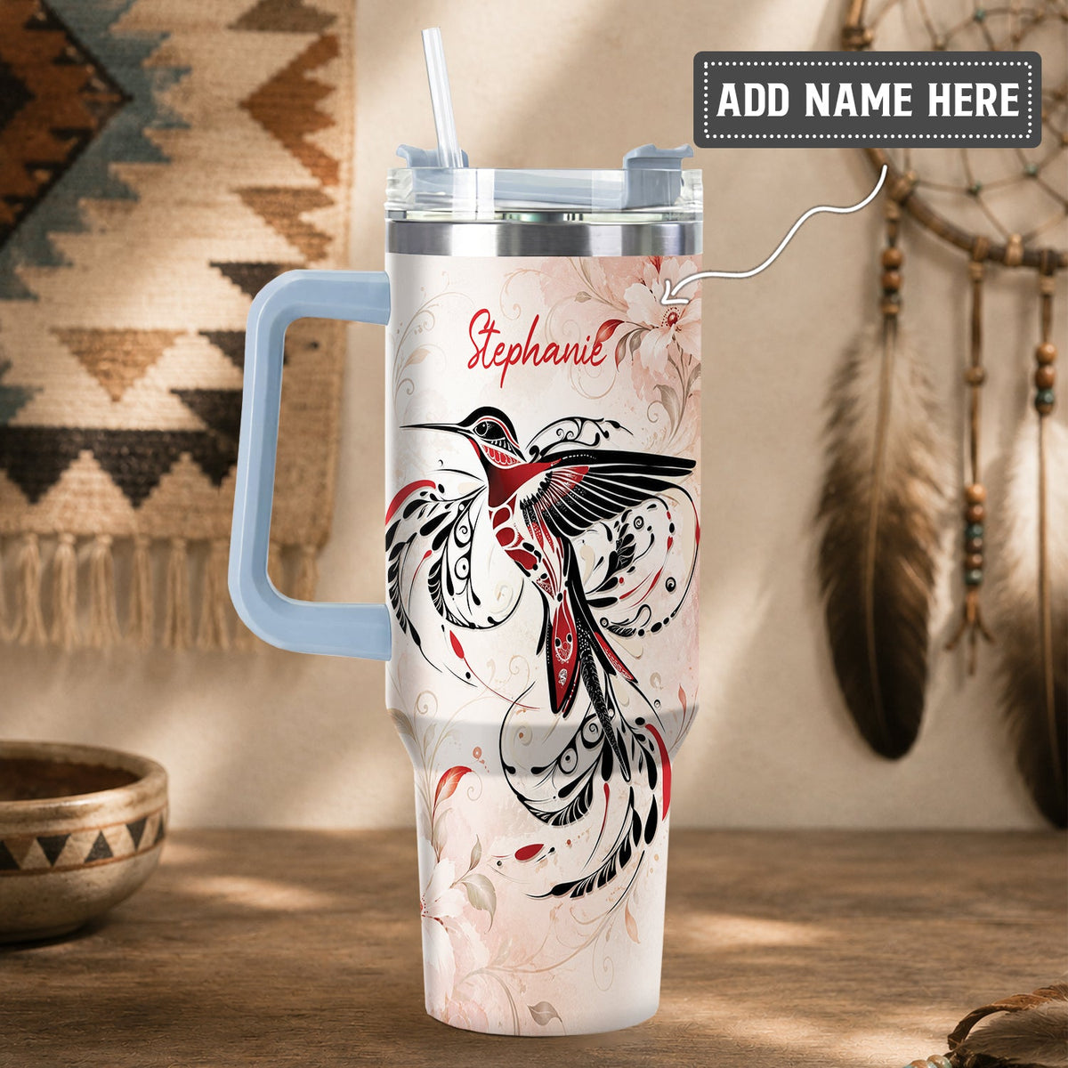 Ruby Hummingbird Elegance Personalized Tumbler