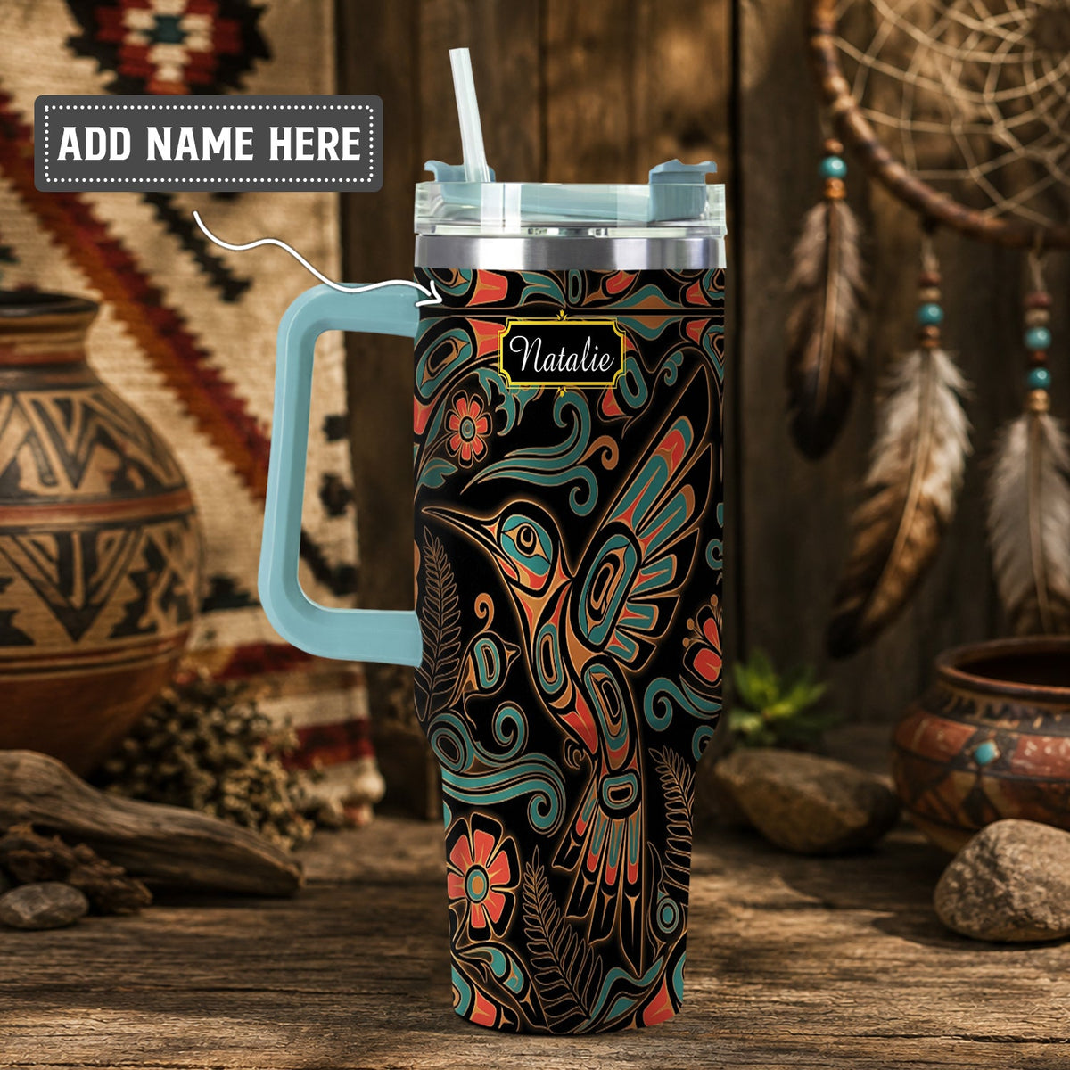 Hummingbird Garden Nocturne Personalized Tumbler