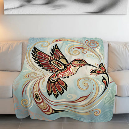 Crimson Hummingbird Elegance Personalized Premium Blanket