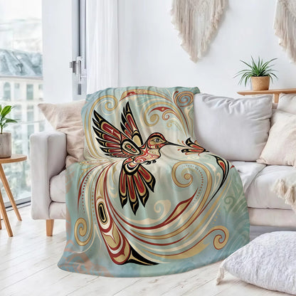 Crimson Hummingbird Elegance Personalized Premium Blanket