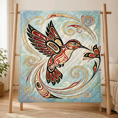 Crimson Hummingbird Elegance Personalized Premium Blanket