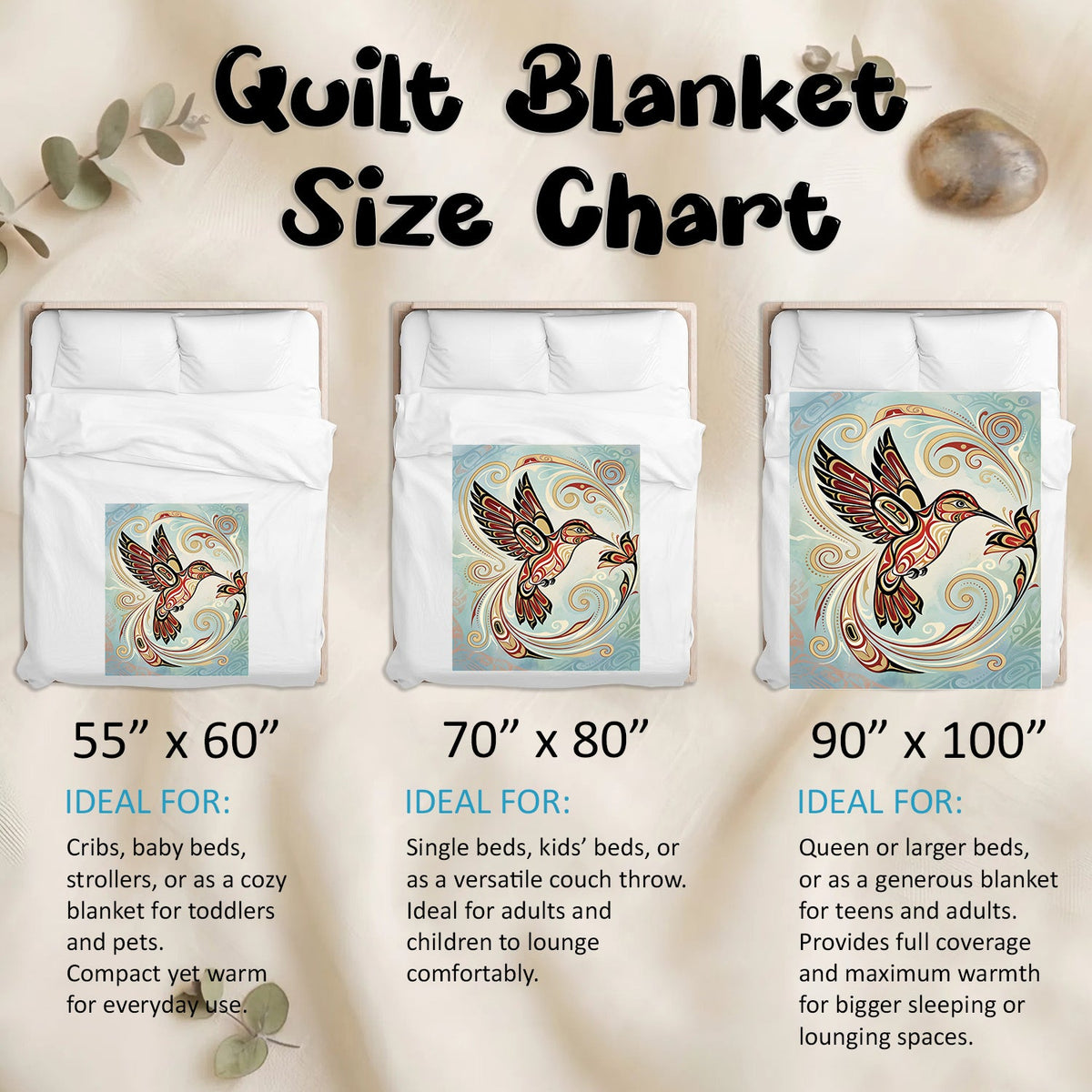 Crimson Hummingbird Elegance Personalized Premium Blanket