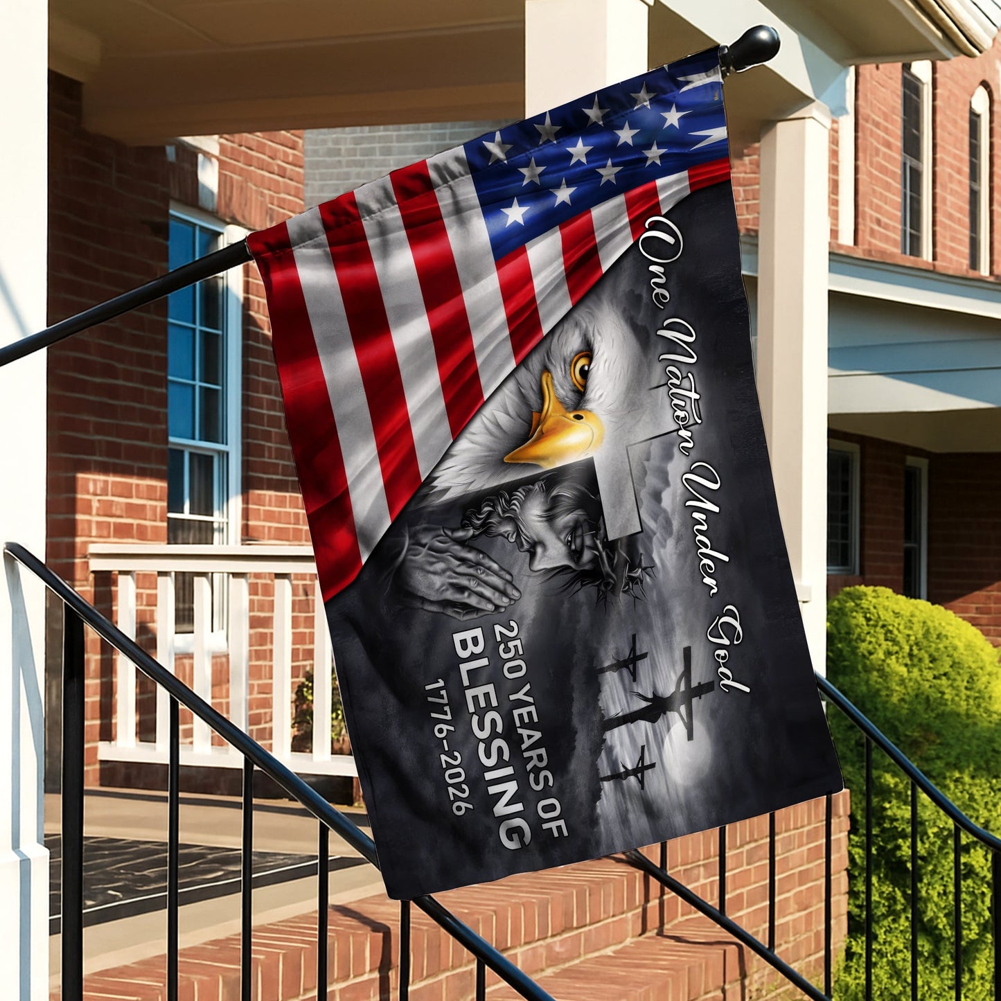 Patriotic 250th Anniversary 1776 2026 United States of America Semiquincentennial Grommet Flag
