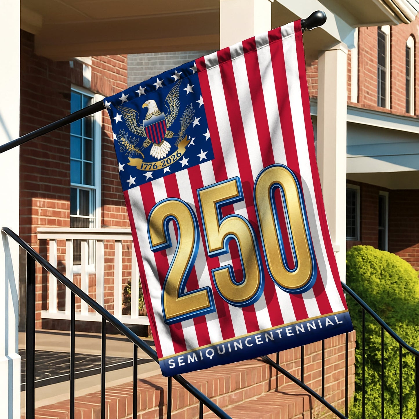 Happy Birthday America 250th Semiquincentennial Garden Flag, Patriotic Yard Flag Decor 250 Years House Banner, USA Porch Decoration