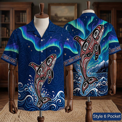 Native Raven Pattern Hawaiian Shirt for Adults & Kids