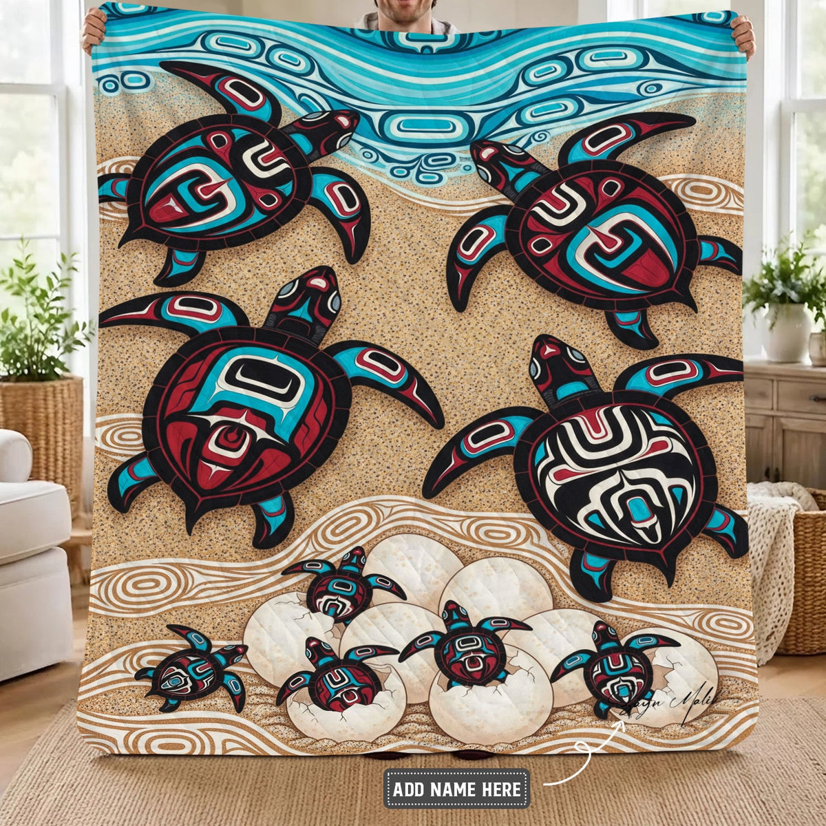 Sea Turtle Sacred Journey Personalized Premium Blanket