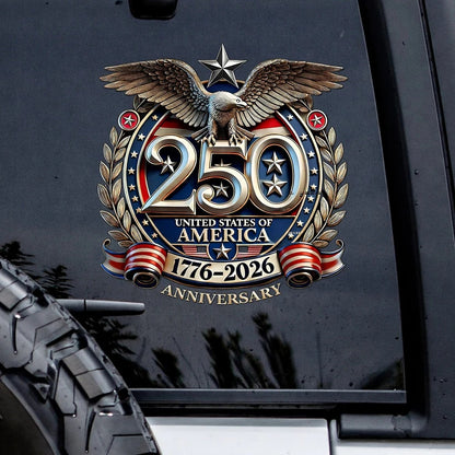 🔥 LIMITED TIME OFFER - God Bless America 250th Anniversary Decal, Christian Eagle Patriotic