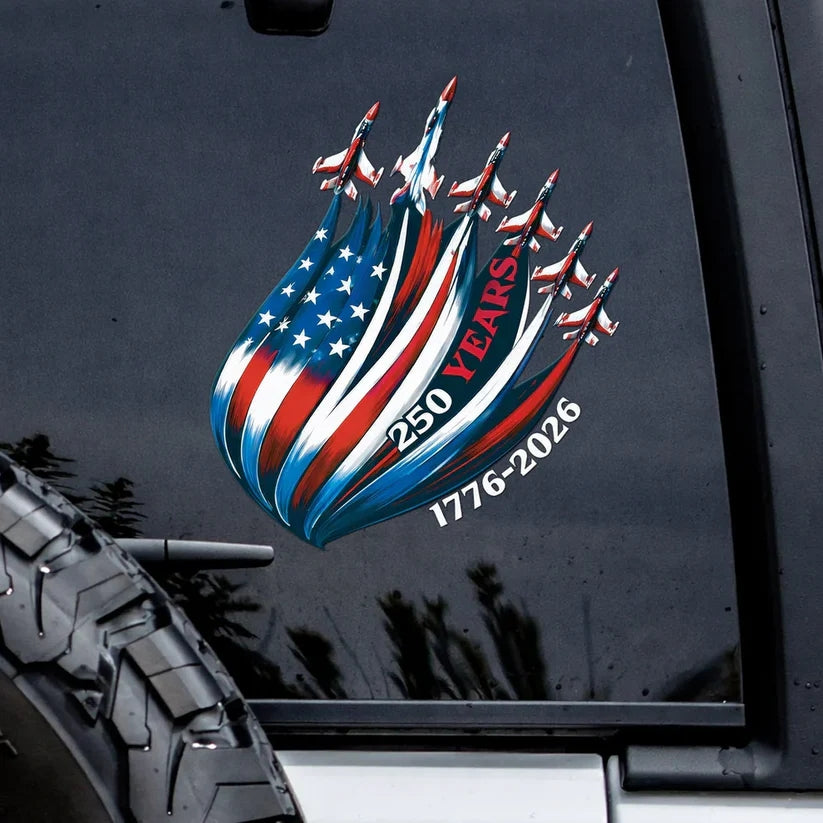 God Bless America 250th Anniversary Decal, Christian Eagle Patriotic Window Sticker
