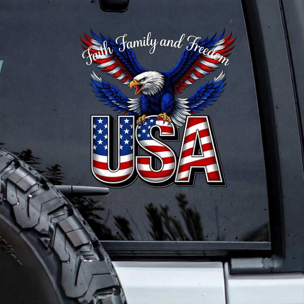 🔥 LIMITED TIME OFFER - God Bless America 250th Anniversary Decal, Christian Eagle Patriotic
