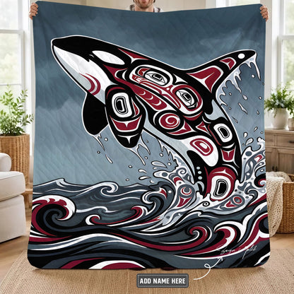 Crimson Orca Rising Personalized Premium Blanket