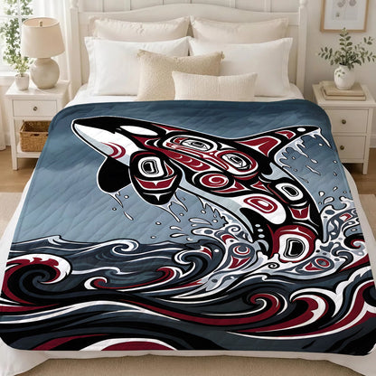 Crimson Orca Rising Personalized Premium Blanket