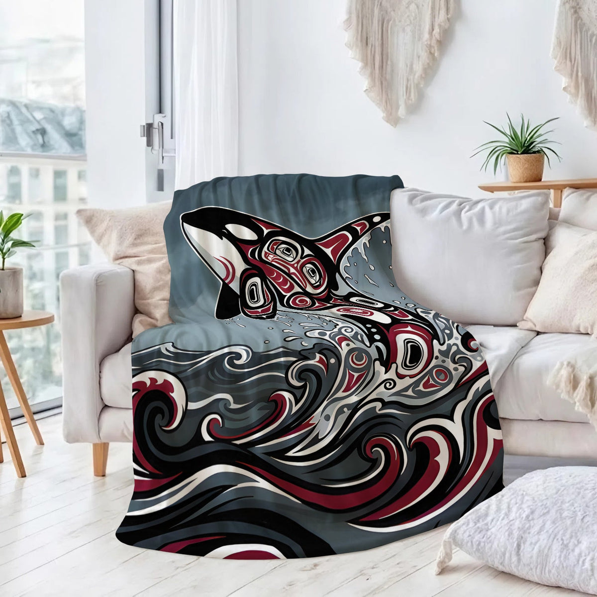 Crimson Orca Rising Personalized Premium Blanket
