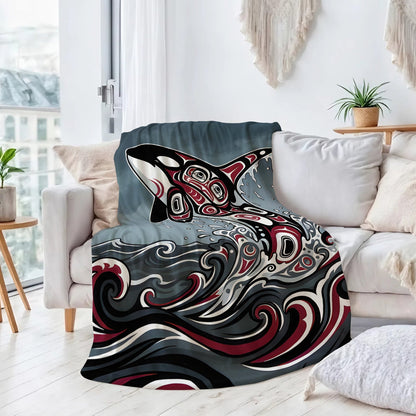 Crimson Orca Rising Personalized Premium Blanket
