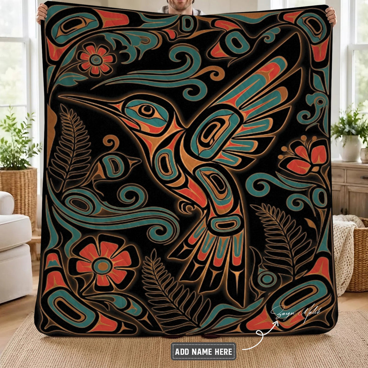 Hummingbird Garden Nocturne Personalized Premium Blanket