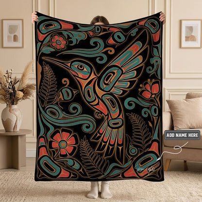 Hummingbird Garden Nocturne Personalized Premium Blanket