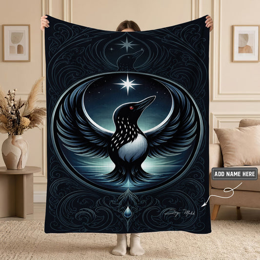 Loon of the Silver Moon Personalized Premium Blanket
