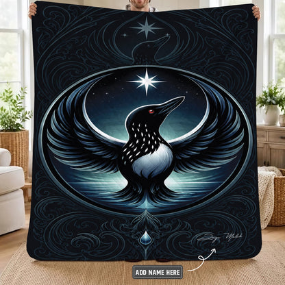 Loon of the Silver Moon Personalized Premium Blanket