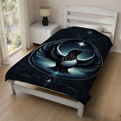 Loon of the Silver Moon Personalized Premium Blanket