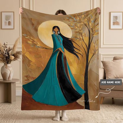 Golden Moon Woman Personalized Premium Blanket