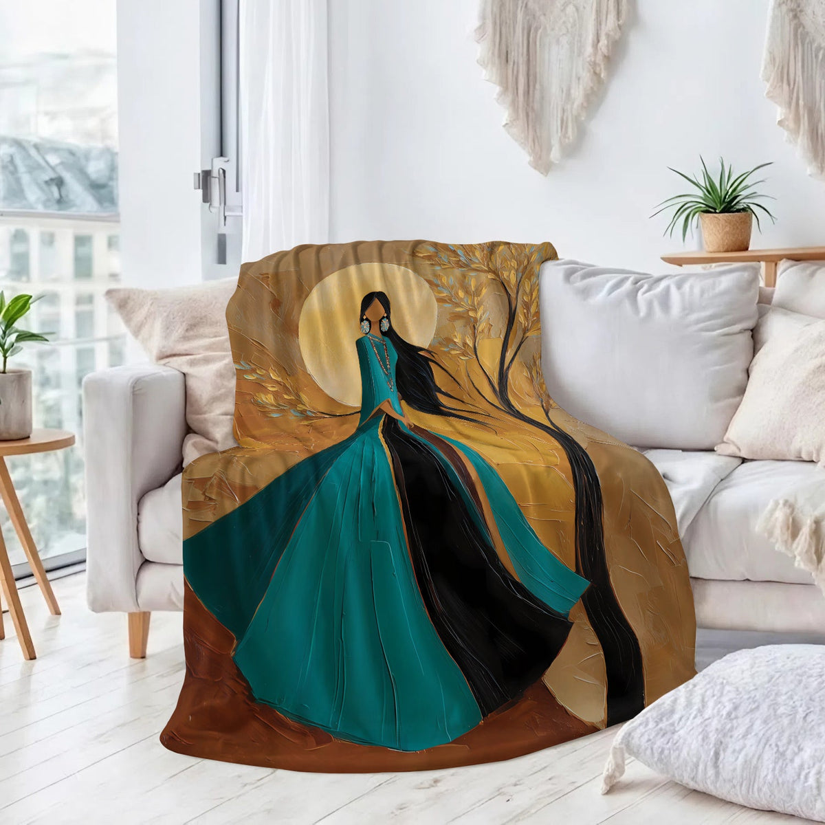 Golden Moon Woman Personalized Premium Blanket