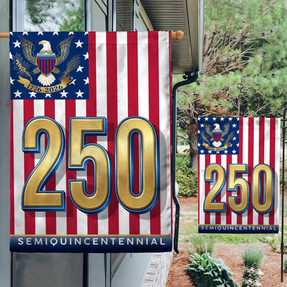 Happy Birthday America 250th Semiquincentennial Garden Flag, Patriotic Yard Flag Decor 250 Years House Banner, USA Porch Decoration