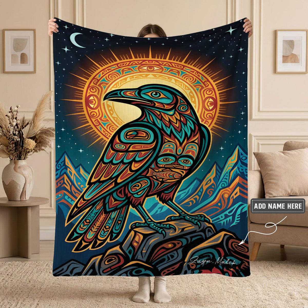 Celestial Raven Legacy Personalized Premium Blanket