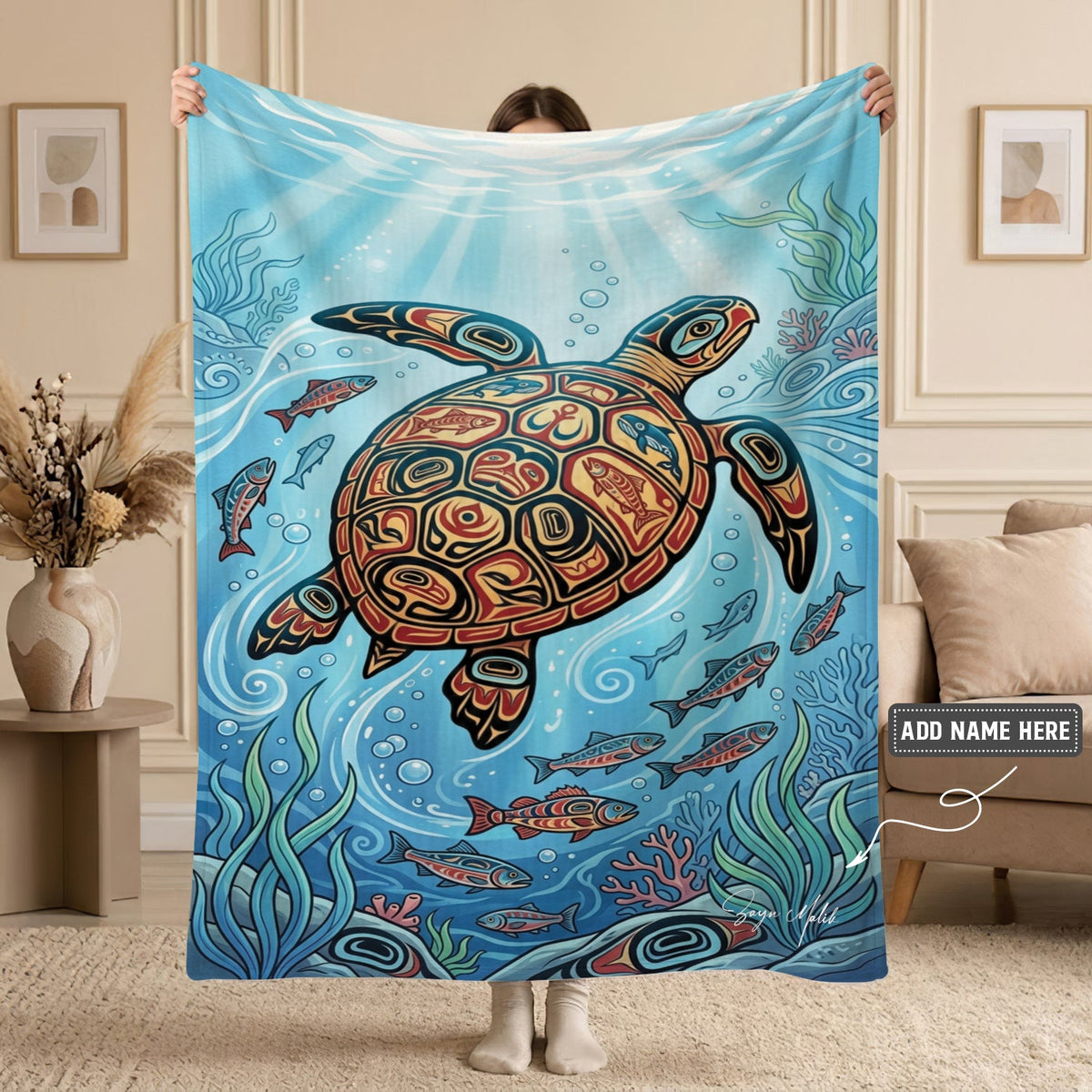 Sacred Turtle Ocean Personalized Premium Blanket