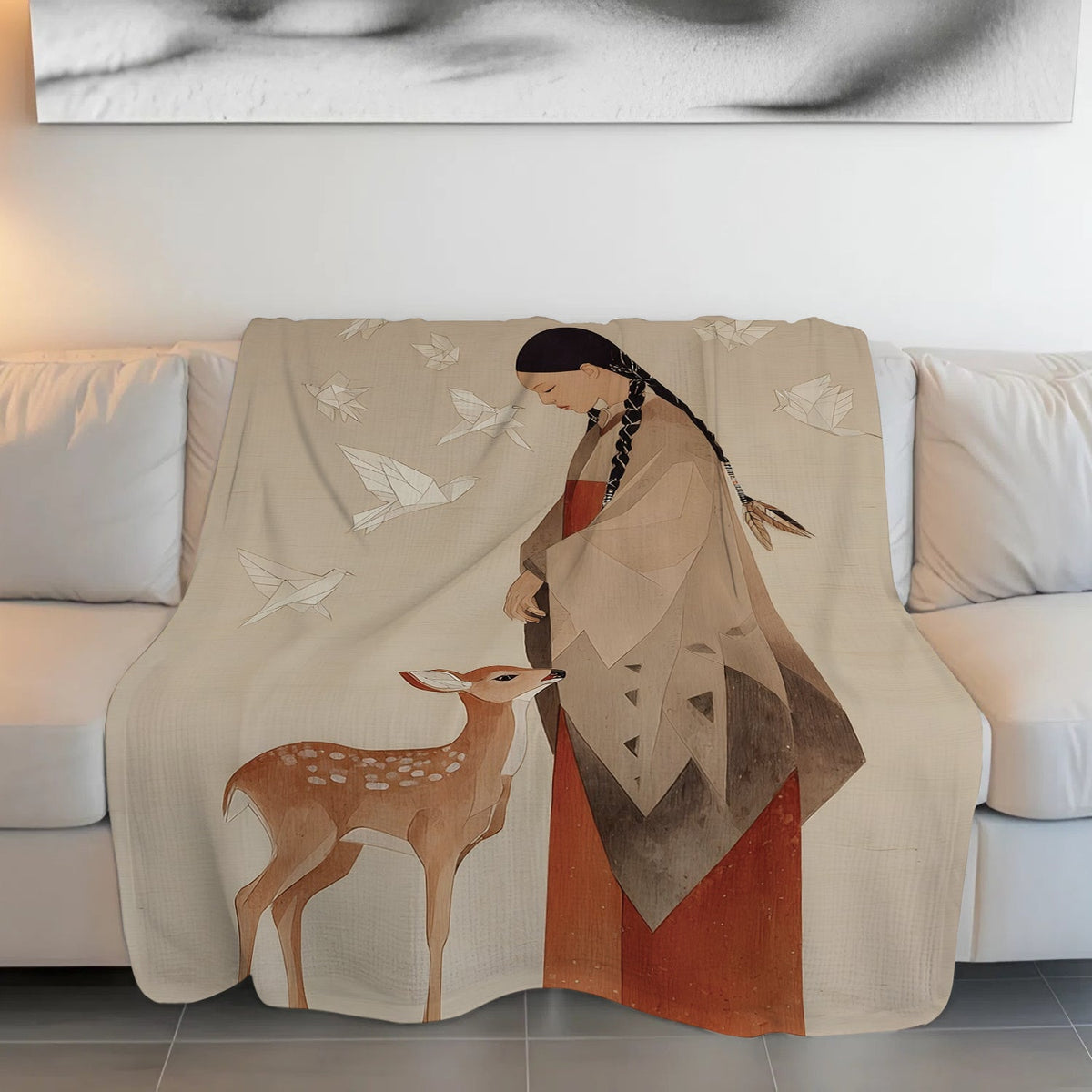 Sacred Woman Deer Spirit Personalized Premium Blanket