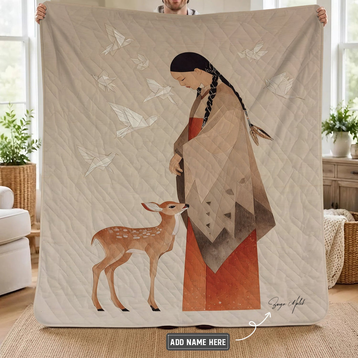 Sacred Woman Deer Spirit Personalized Premium Blanket