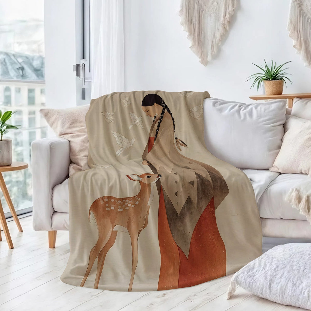 Sacred Woman Deer Spirit Personalized Premium Blanket