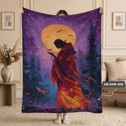 Sacred Dragonfly Woman Personalized Premium Blanket