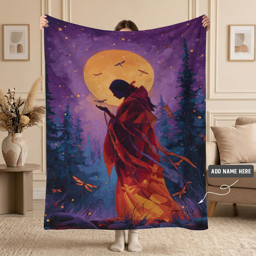 Sacred Dragonfly Woman Personalized Premium Blanket