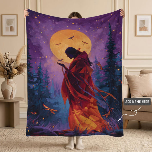 Sacred Dragonfly Woman Personalized Premium Blanket