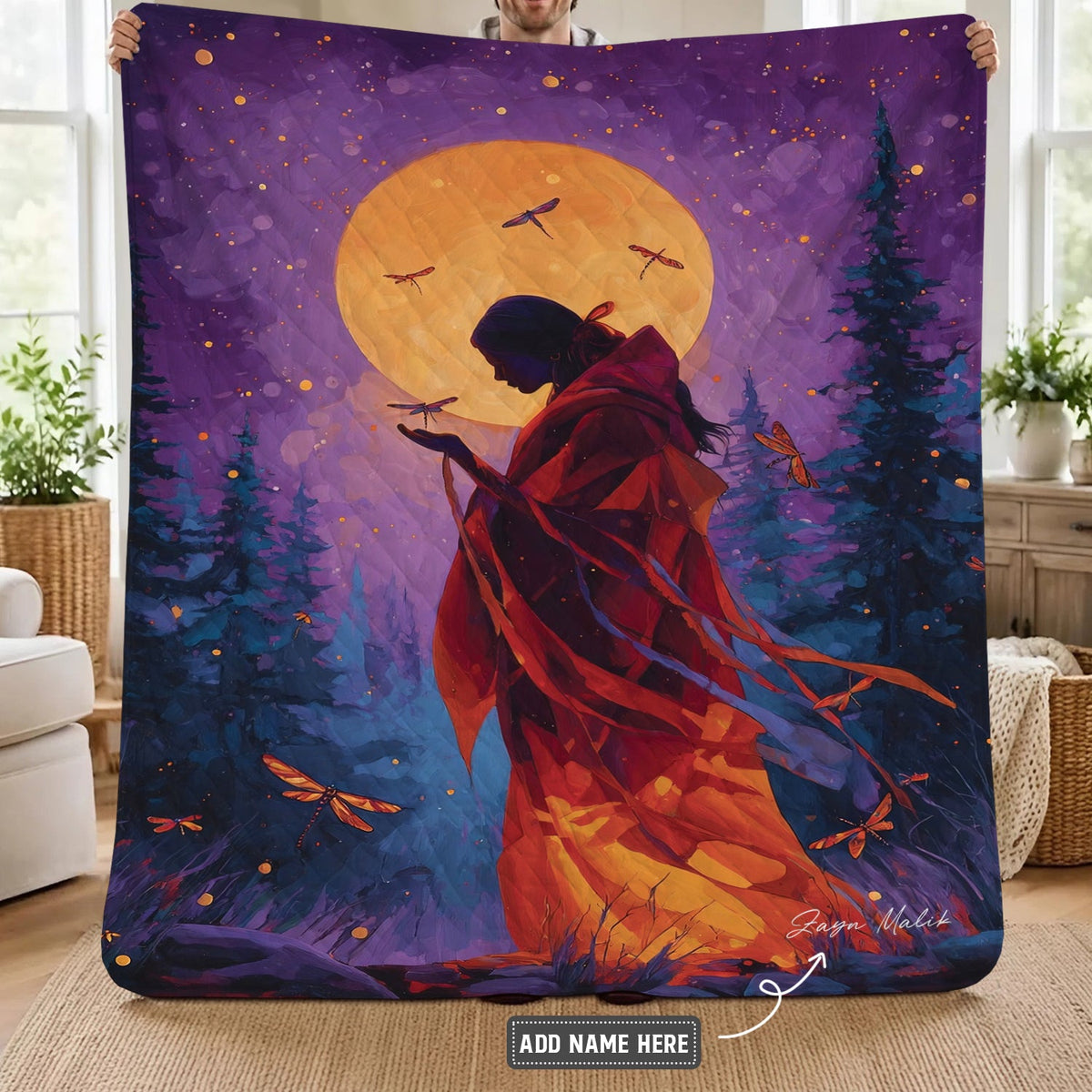 Sacred Dragonfly Woman Personalized Premium Blanket