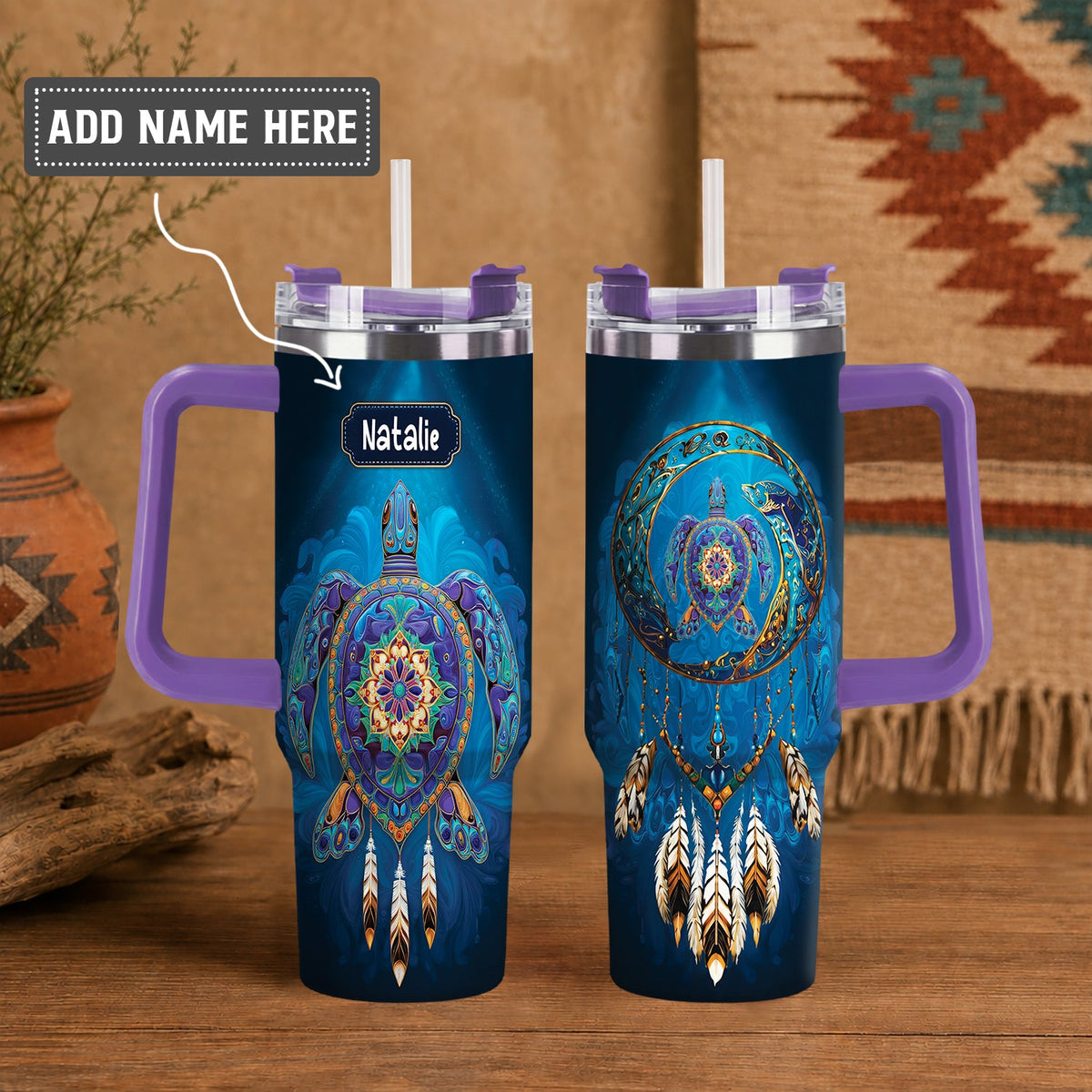 Turtle Dreamcatcher Harmony Personalized Tumbler